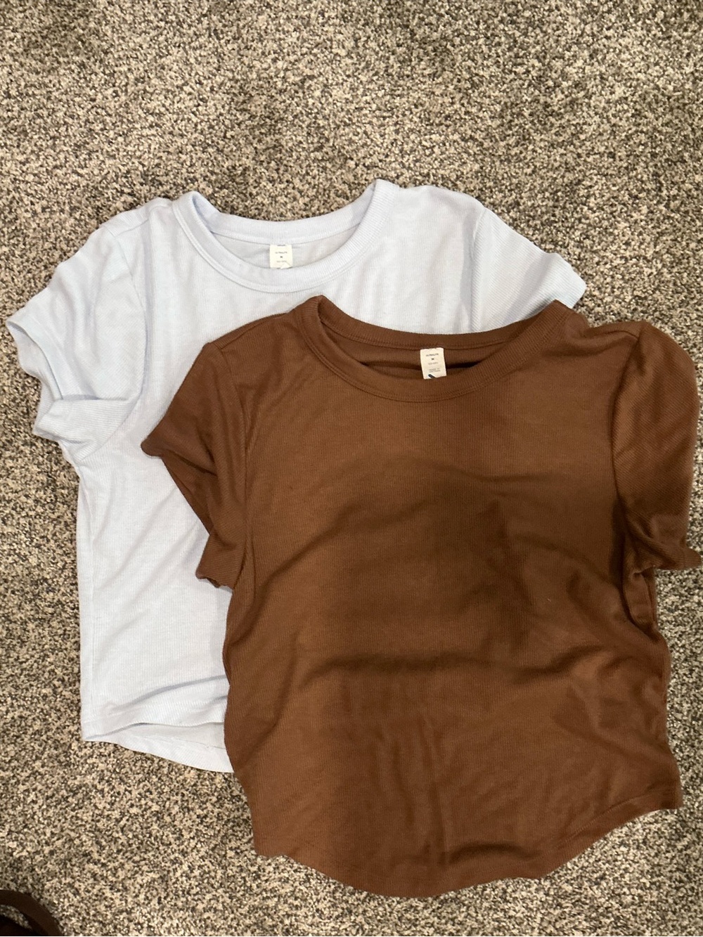 2 Old Navy Short Sleeve Crewneck Tees in Brown and Light Blue